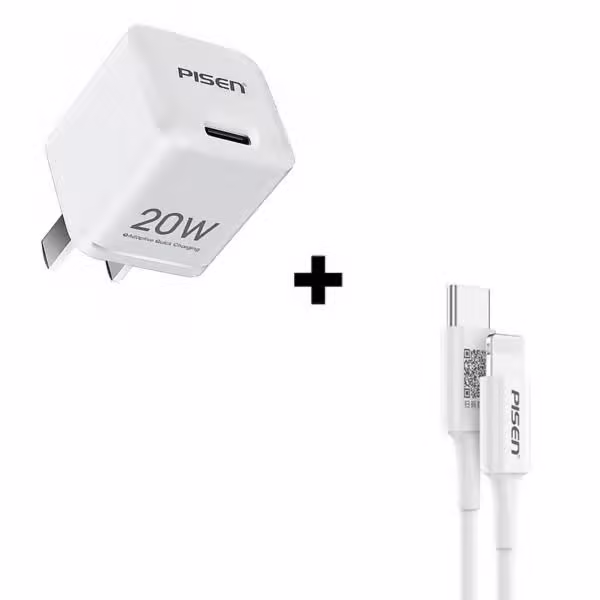 Bộ Combo cáp sạc Pisen 20W Type-C to Lightning-Màu trắng - ảnh 1