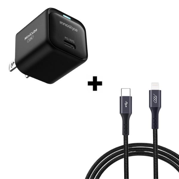 Bộ combo sạc cáp Innostyle 33W PowerFlex Type-C to Lightning-Màu trắng