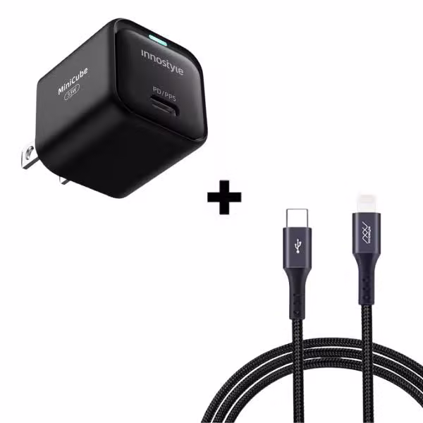 Bộ combo sạc cáp Innostyle 33W PowerFlex Type-C to Lightning-Màu trắng - ảnh 1