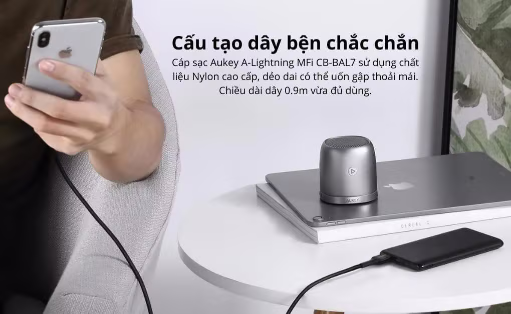 Cáp sạc Aukey A-Lightning MFi CB-BAL7 0.9m - ảnh 2