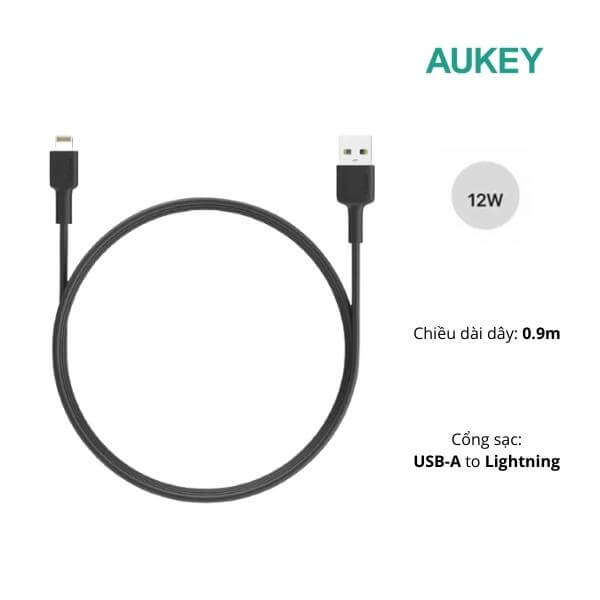 Cáp sạc Aukey A-Lightning MFi CB-BAL7 0.9m