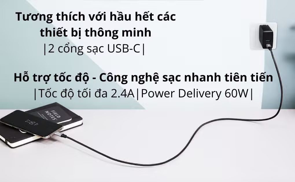 Cáp sạc Aukey C-C Aukey CB-CD5 1m màu đen - ảnh 5