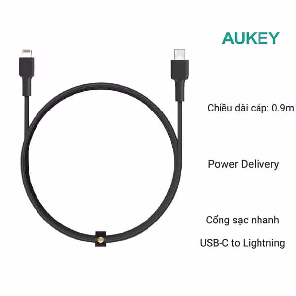 Cáp sạc Aukey C-Lightning MFi CB-CL3 0.9m - ảnh 1