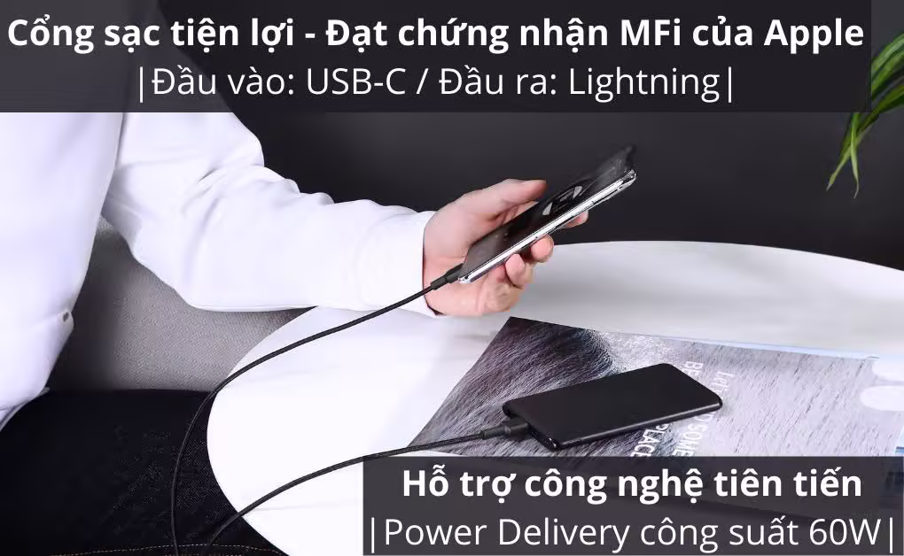 Cáp sạc Aukey C-Lightning MFi CB-CL3 0.9m - ảnh 2