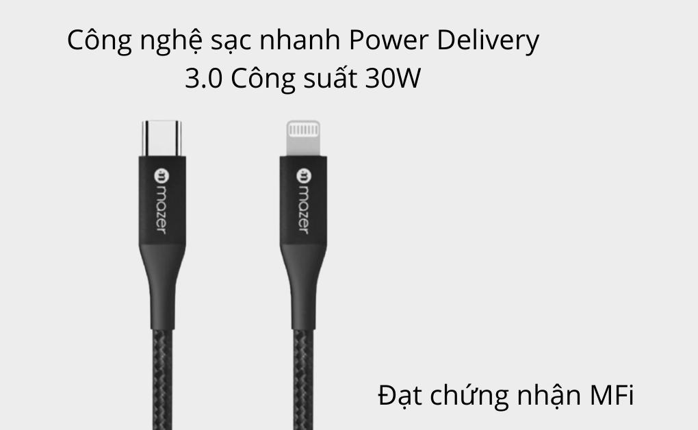 Cáp sạc MAZER ALU.DURA.TEK USB-C to Lightning