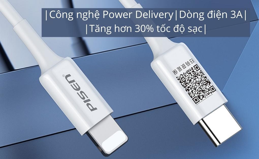 Cáp sạc Pisen Quick Lightning & Type-C 3A (Type-C to Lightning) 1m