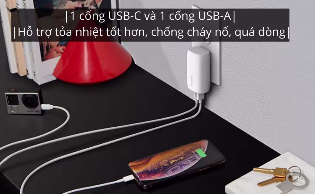 Củ sạc 37W 2 cổng USB-C PD 25W + USB-A 12W Belkin-Màu trắng - ảnh 4