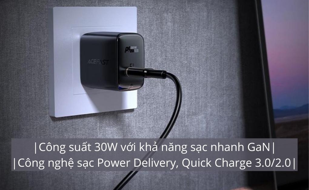 Củ sạc ACEFAST GaN PD3.0 30W 1 cổng USB-C (US) A23