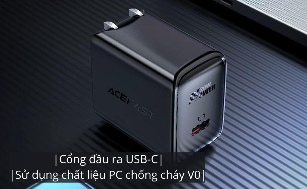 Củ sạc ACEFAST PD3.0 20W 1 cổng USB-C chân gập