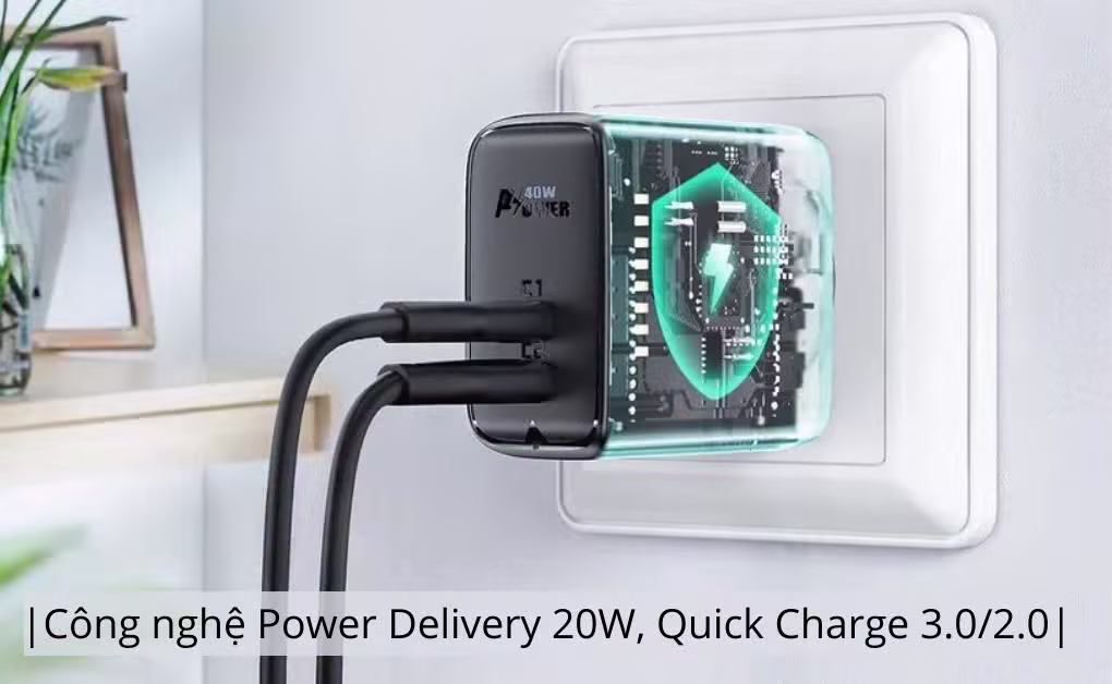 Củ sạc ACEFAST PD3.0 40W 2 cổng USB-C (US) A11 trắng - ảnh 4