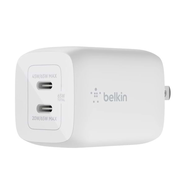 Củ sạc Belkin 65W 2 cổng USB-C, PD 3.0 PPS GaN