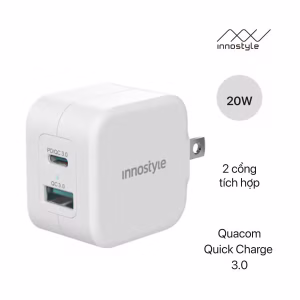 Củ sạc nhanh 20W Innostyle Minigo Pro III Dual PD/ - ảnh 4
