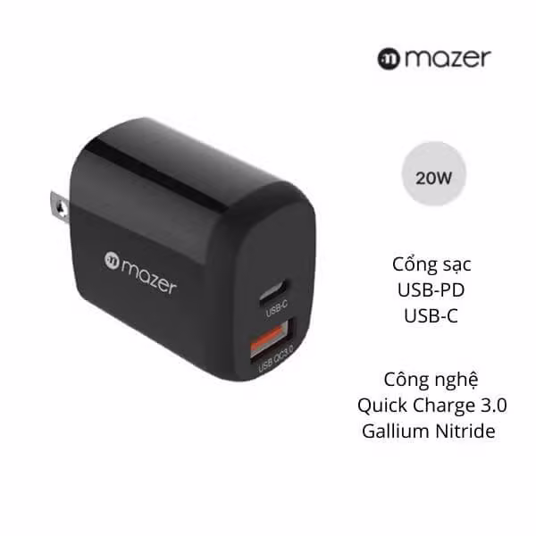 Củ sạc nhanh Mazer SuperMINI GaN 20W - ảnh 1