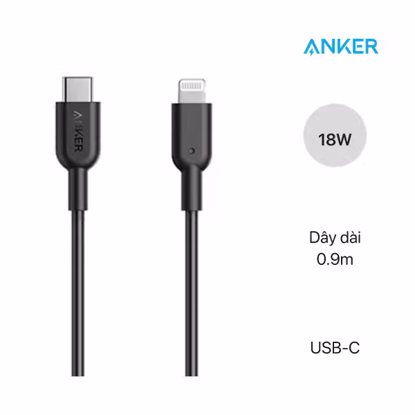 Cáp Anker PowerLine II Lightning to USB-C, dài 0.9m - A8632 - ảnh 1