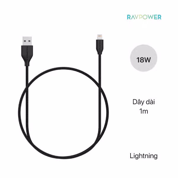 Dây cáp sạc RAVPower RP-CB019 USB-A to Lightning s - ảnh 2