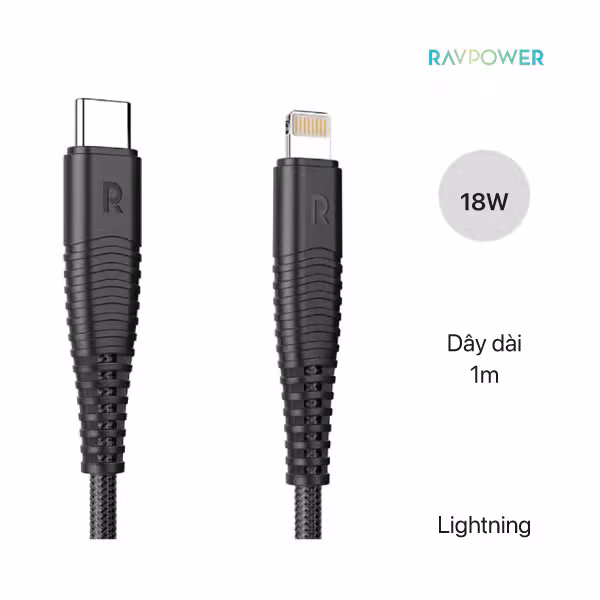 Dây cáp sạc RAVPower Type-C to Lightning 3.3ft/1m - ảnh 2