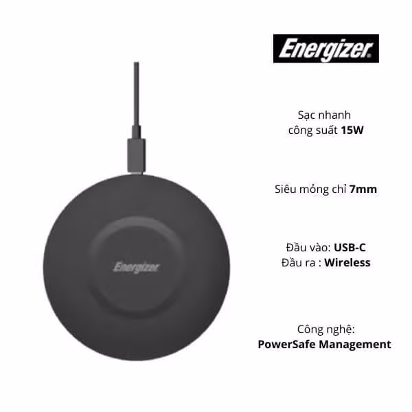 Đế sạc không dây Energizer 15W - WCP105BK-Màu đen - ảnh 2