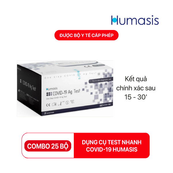 Kit test nhanh Covid-19 Humasis - Bộ Dụng cụ xét nghiệm nhanh (Nguyên hộp 25 bộ)