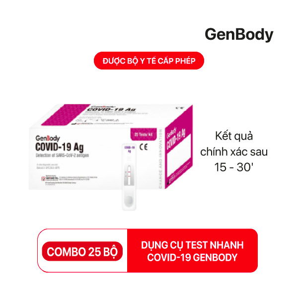 Kit test nhanh Covid-19 GenBody - Bộ Dụng cụ xét nghiệm nhanh (Nguyên hộp 25 bộ)