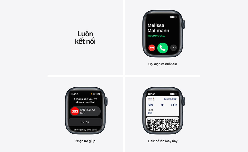 Apple Watch Series 7 45mm (4G) Viền nhôm - Dây cao su