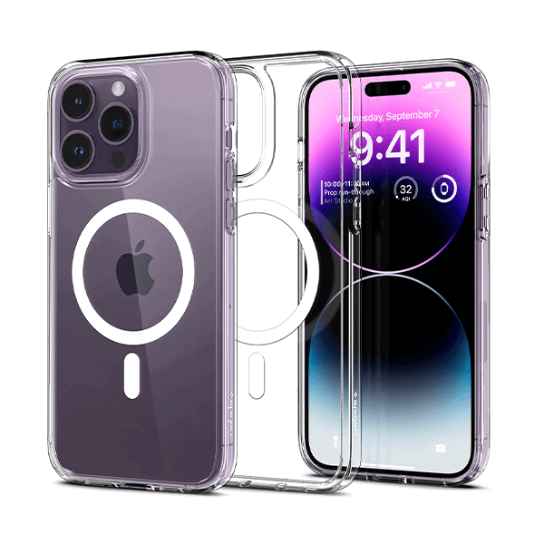 Ốp lưng iPhone 14 Pro Spigen Crystal Hybrid Magfit-Trong suốt