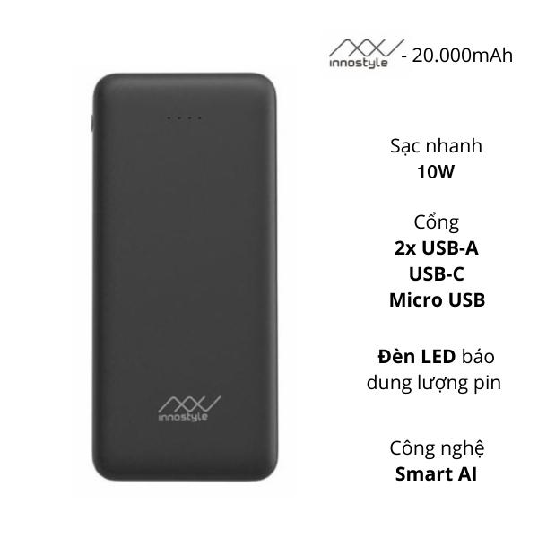 Pin sạc dự phòng Innostyle Powergo II Smart AI 200