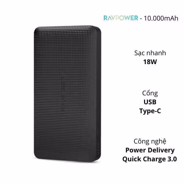 Pin sạc dự phòng RAVPower 10000mAh PD 18W QC 3.0 ( - ảnh 1
