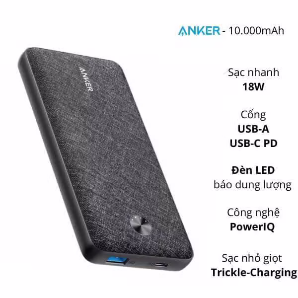 Pin sạc dự phòng Anker PowerCore Slim 10000 PD A1231 (Likenew) - ảnh 1