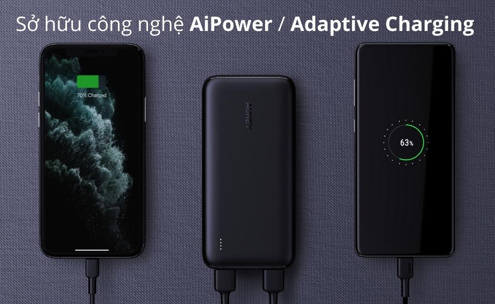Pin dự phòng Aukey 10000mAh PB-N73 15W & QC 3.0 màu đen