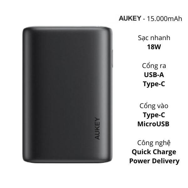 Pin sạc dự phòng Aukey PB-Y39 15000 mAh - ảnh 1