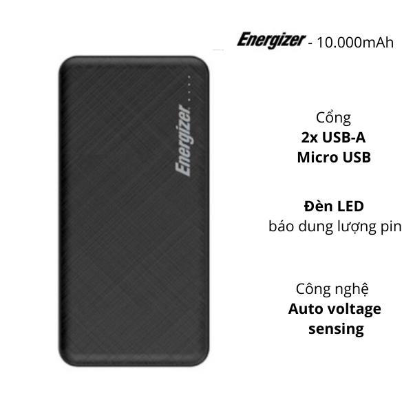 Pin sạc dự phòng Energizer 10,000mAh /3.7V Li-Polyme - UE10053