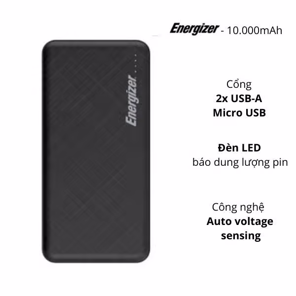 Pin sạc dự phòng Energizer 10,000mAh /3.7V Li-Polyme - UE10053 - ảnh 1