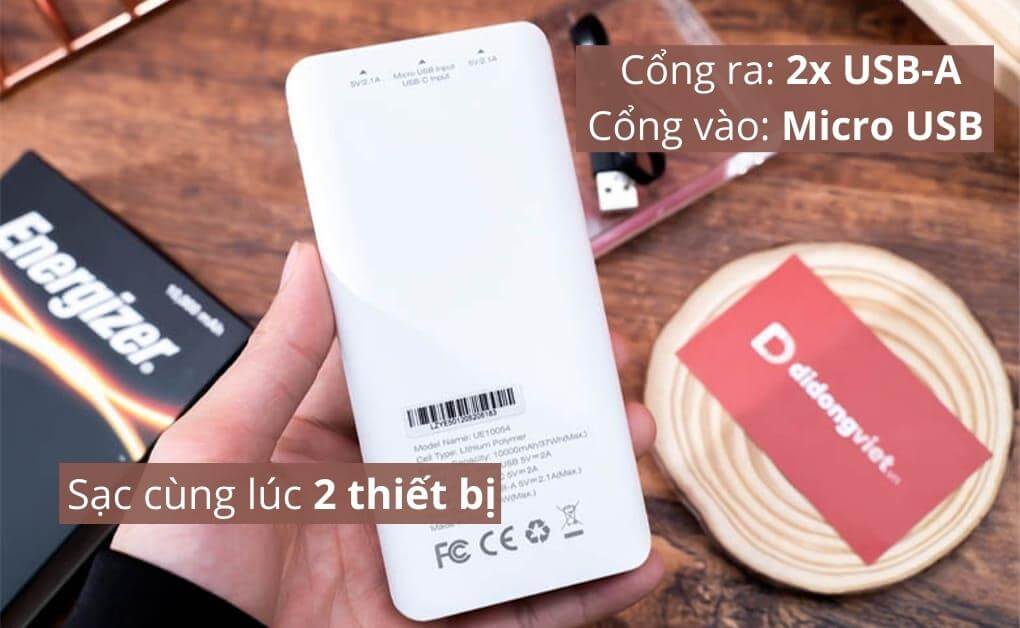 Pin sạc dự phòng Energizer 10,000mAh /3.7V Li-Polyme - UE10054