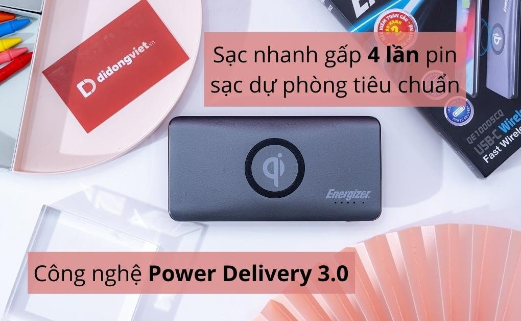 Pin sạc dự phòng Energizer tích hợp sạc không dây