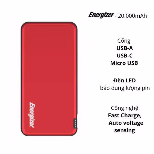 Pin sạc dự phòng Energizer 10000mAh - UE10046RD-Mà - ảnh 1