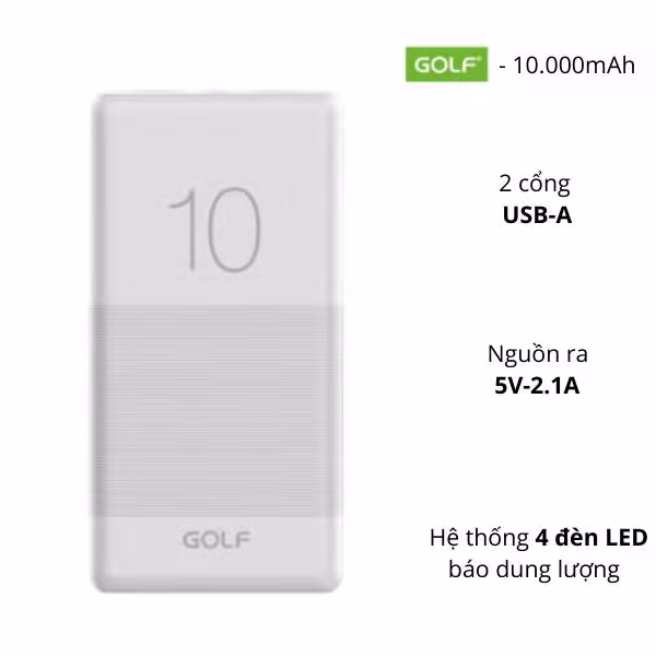 Pin sạc dự phòng Golf 10.000mAh G80 - ảnh 2