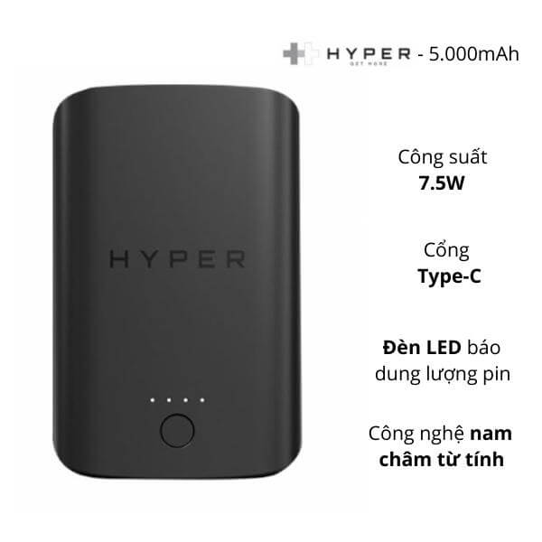 Sạc dự phòng HyperJuice Magnetic wireless 5000mah - ảnh 2