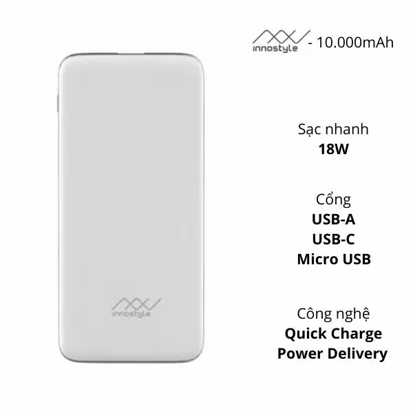 Pin sạc dự phòng Innostyle Powergo Plus 10.000mAh - ảnh 1