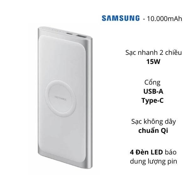 Pin sạc dự phòng kiêm sạc không dây Samsung 10.000mAh EB-U1200CSEGWW