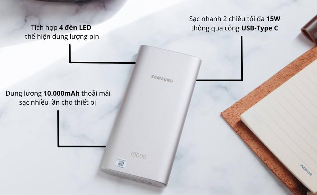 Pin sạc dự phòng kiêm sạc không dây Samsung 10.000mAh EB-U1200CSEGWW