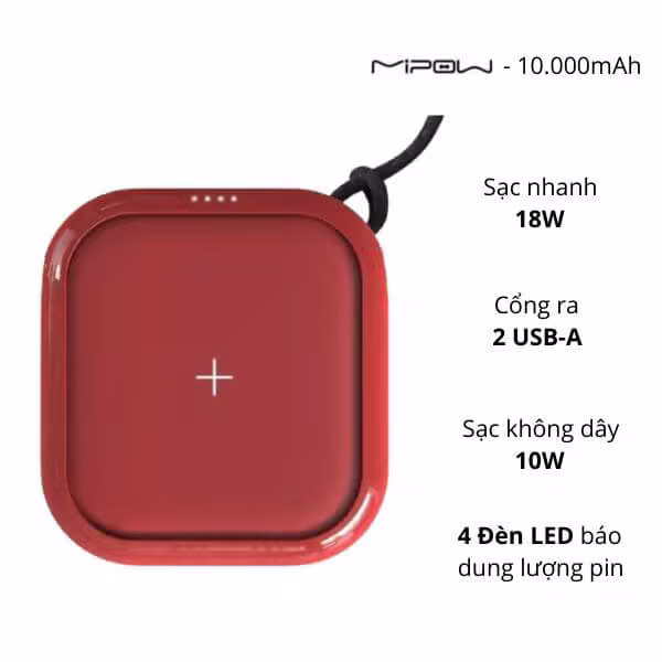 Pin sạc dự phòng kiêm sạc không dây Mipow Cube 100 - ảnh 1
