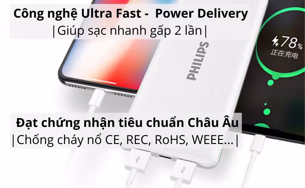 Pin sạc dự phòng Philips 10000mAh DLP6712N - ảnh 2