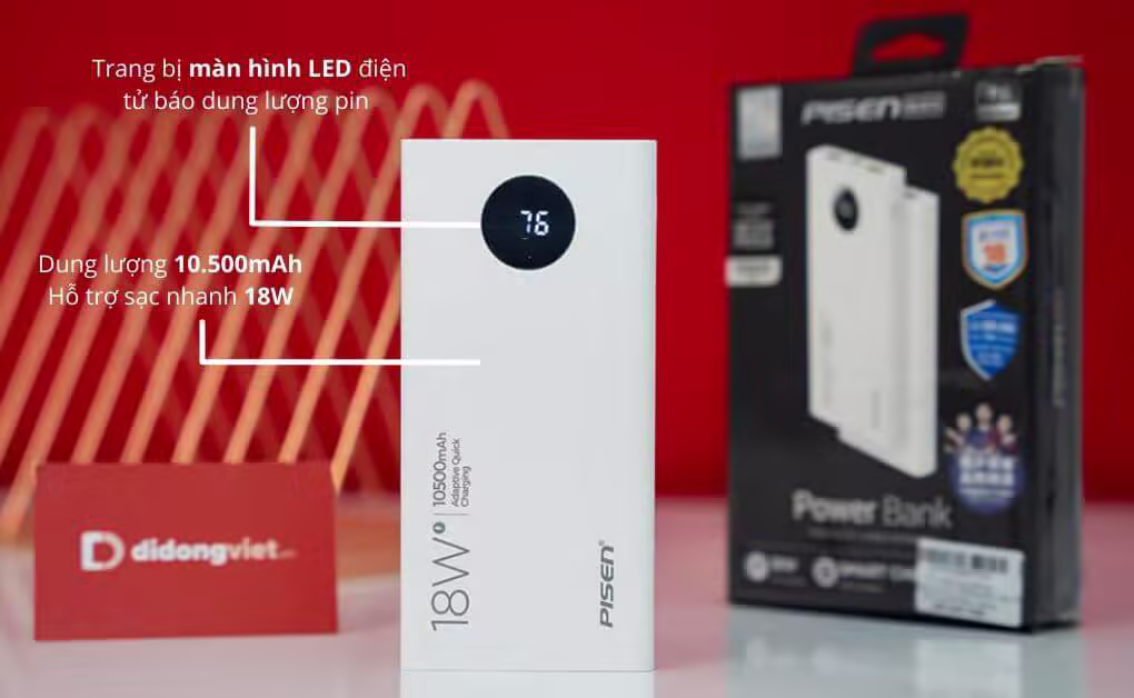 Pin sạc dự phòng Pisen Quick 10500mAh LED TS-D290 - ảnh 2