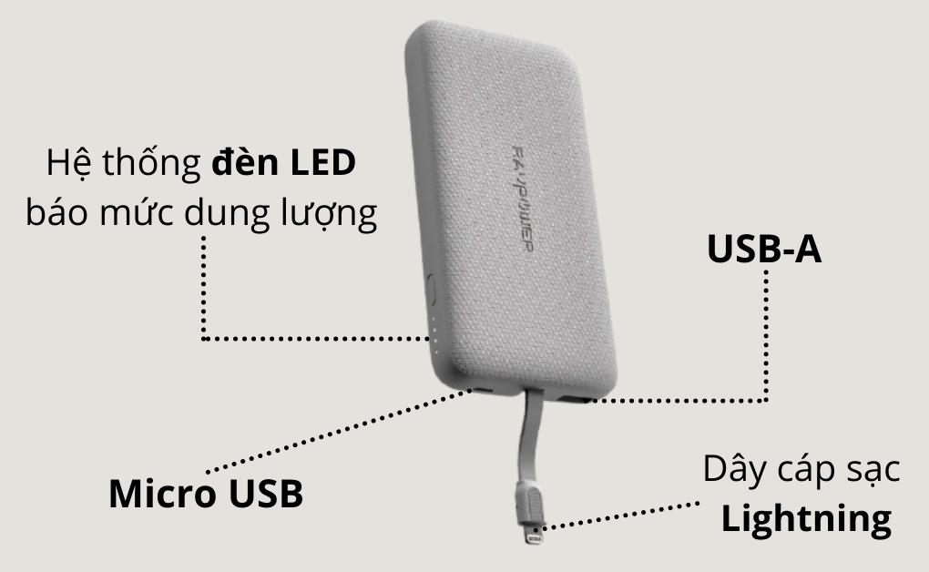 Pin sạc dự phòng RAVPower 10000mAh cổng Lightning
