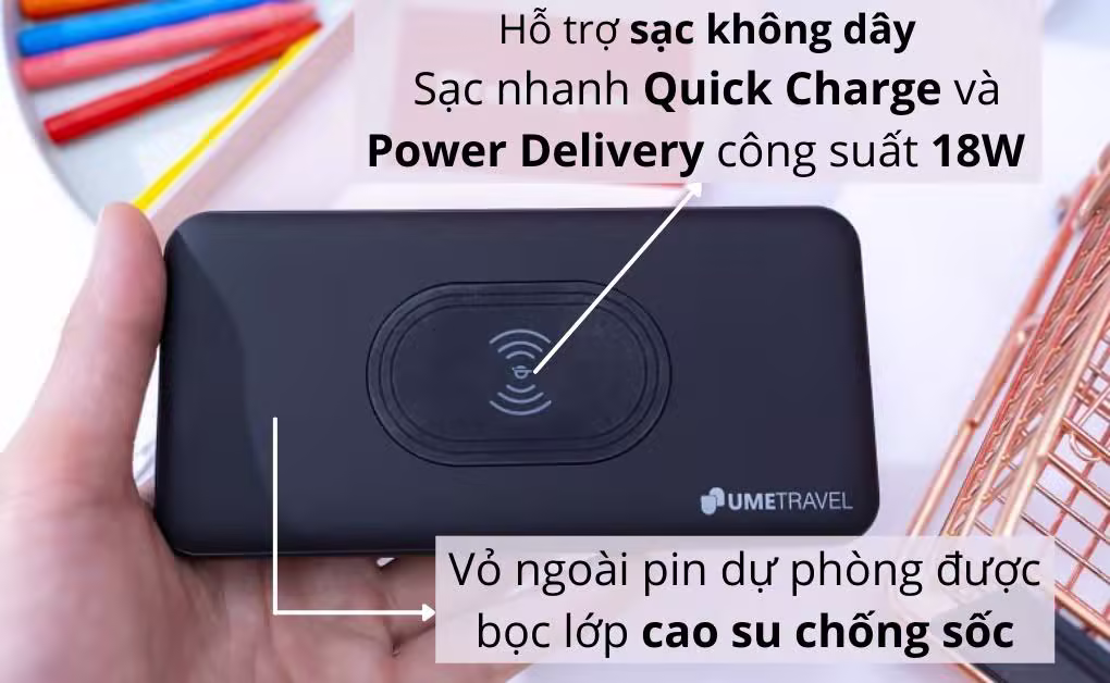 Pin sạc dự phòng Wireless Polymer 10000mAh - Umetr - ảnh 3