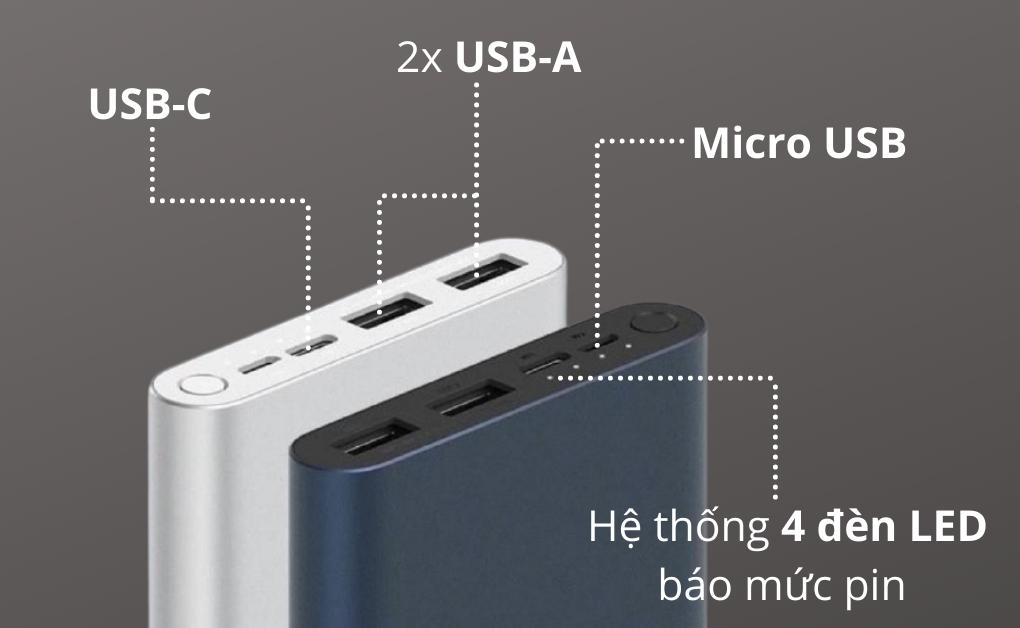 Pin sạc dự phòng Xiaomi 10.000mAh Gen 3 18W 2 Cổng