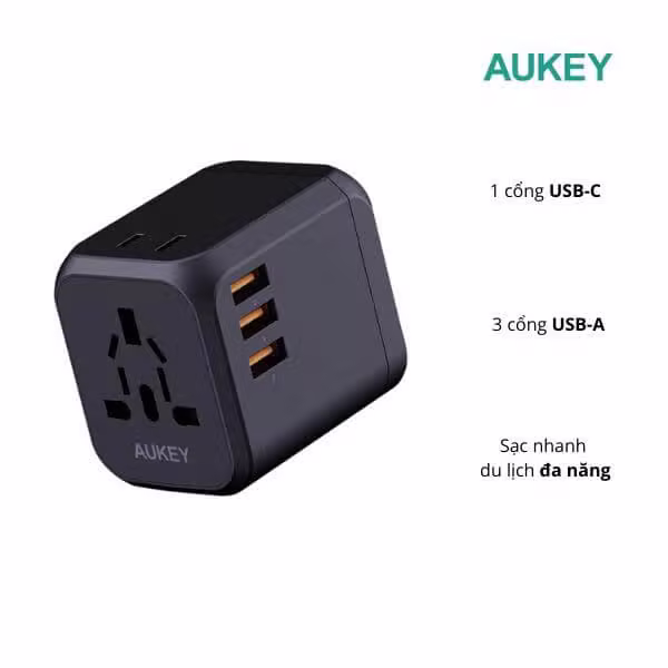 Sạc đa năng nhiều cổng Aukey PA-TA04 PD30W-Màu đen - ảnh 2