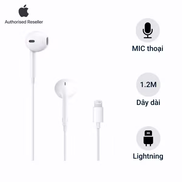 Tai nghe Apple Earpods (cổng Lightning) Chính Hãng (No box)-Màu trắng - ảnh 1