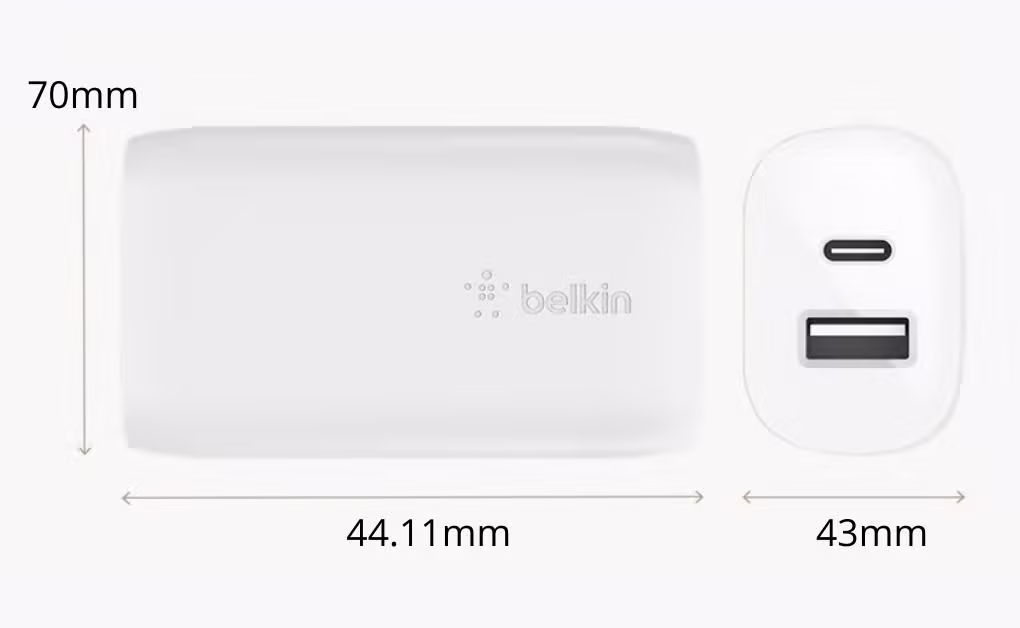 Củ sạc 37W 2 cổng USB-C PD 25W + USB-A 12W Belkin-Màu trắng - ảnh 3