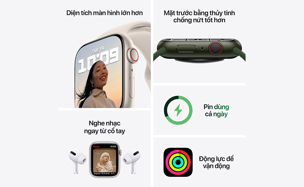 Apple Watch Series 7 41mm (GPS) Viền nhôm - Dây cao su